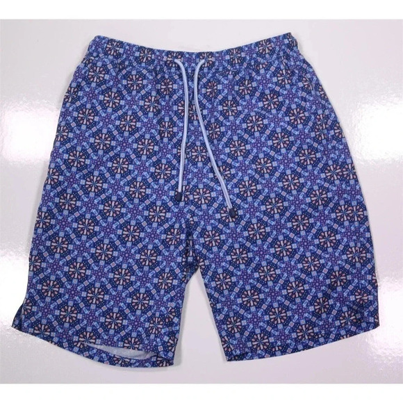 New! Peter Millar Blue Bottles and Drinks Swim Trunks 8" Inseam Men's Small - Picture 1 of 5